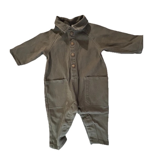 RYLEE & CRU Olive Green Cotton Jumpsuit // 3-6 mo‎ - Picture 2 of 7